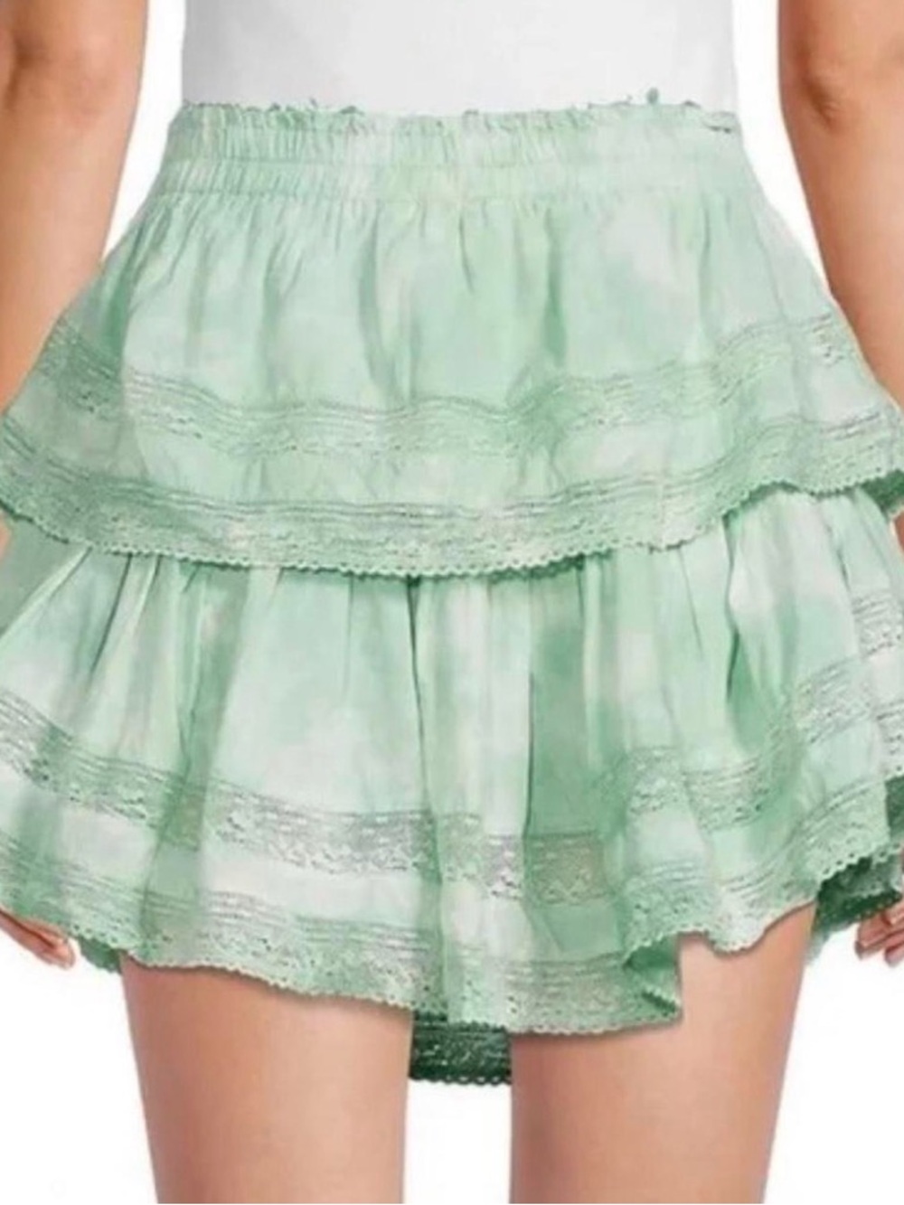 LoveShackFancy Green Natasha Mini Skirt